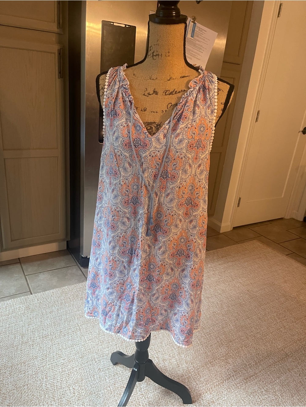 Victoria's Secret Light Blue & Peach Paisley Sleeveless Top